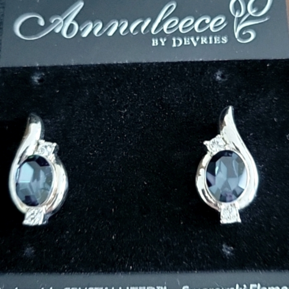 Annaleece Blue and Silver Earrings crystallized with Swarovski